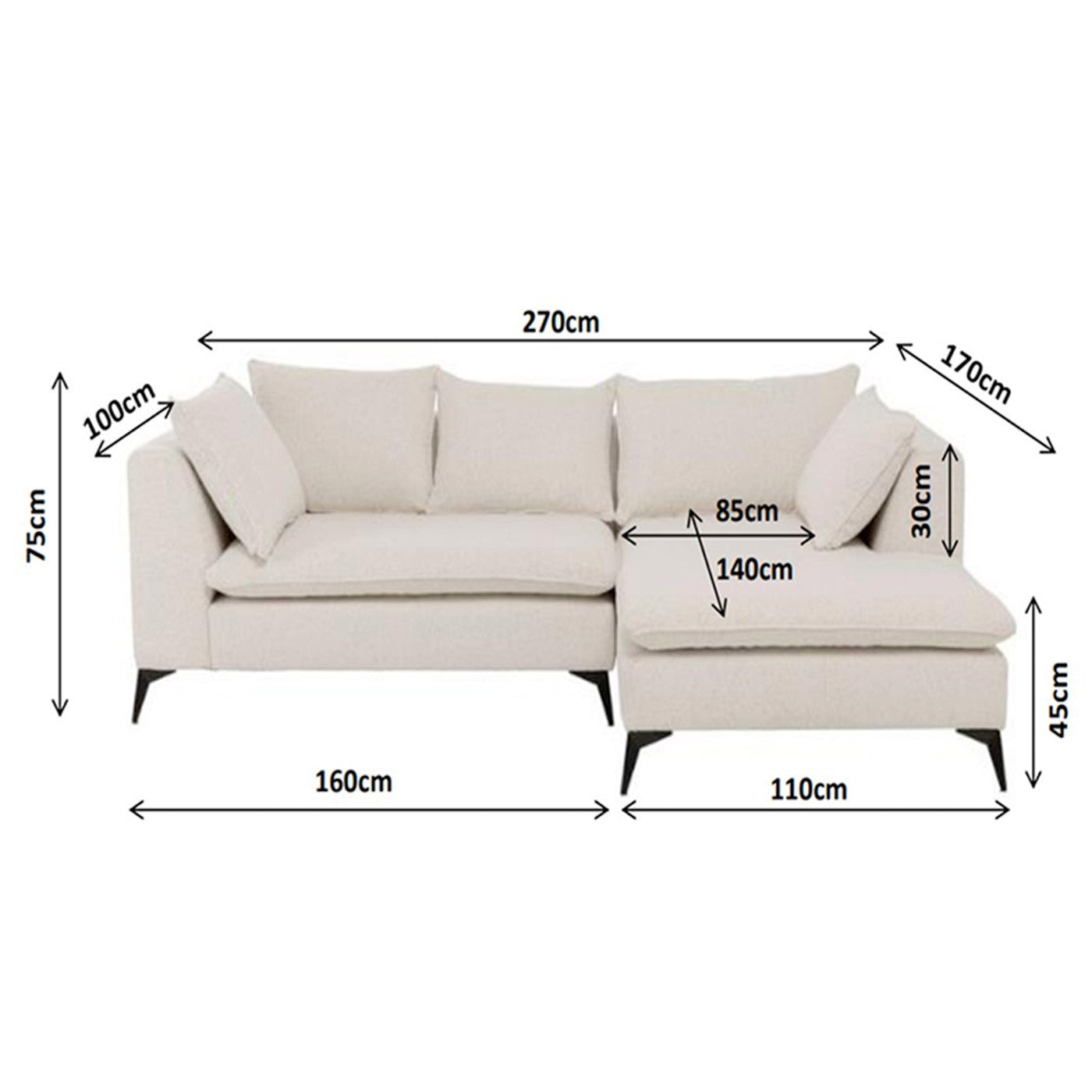 Hoekbank Jimmy creme rechts Kare Design
