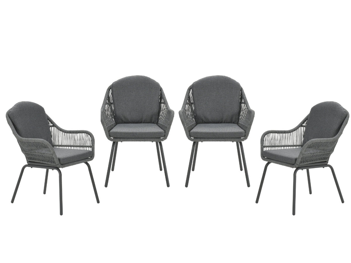 Garden Impressions Triton tuinstoelen set van 4 grijs rope