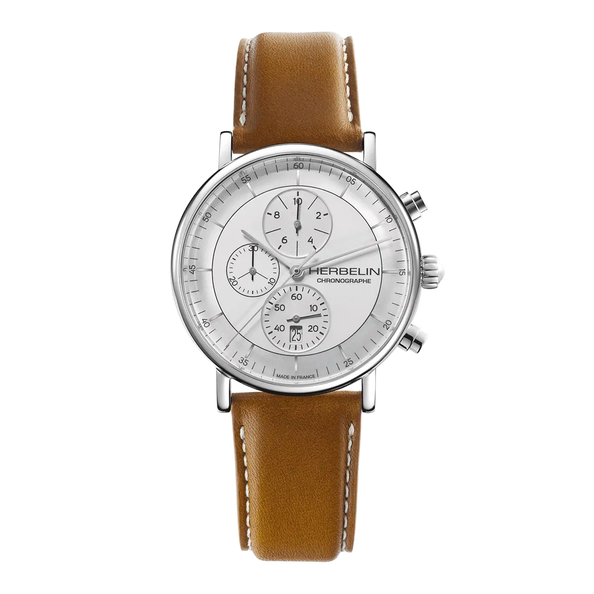INSPIRATION – CHRONOGRAPHE – ACIER & CUIR CAMEL