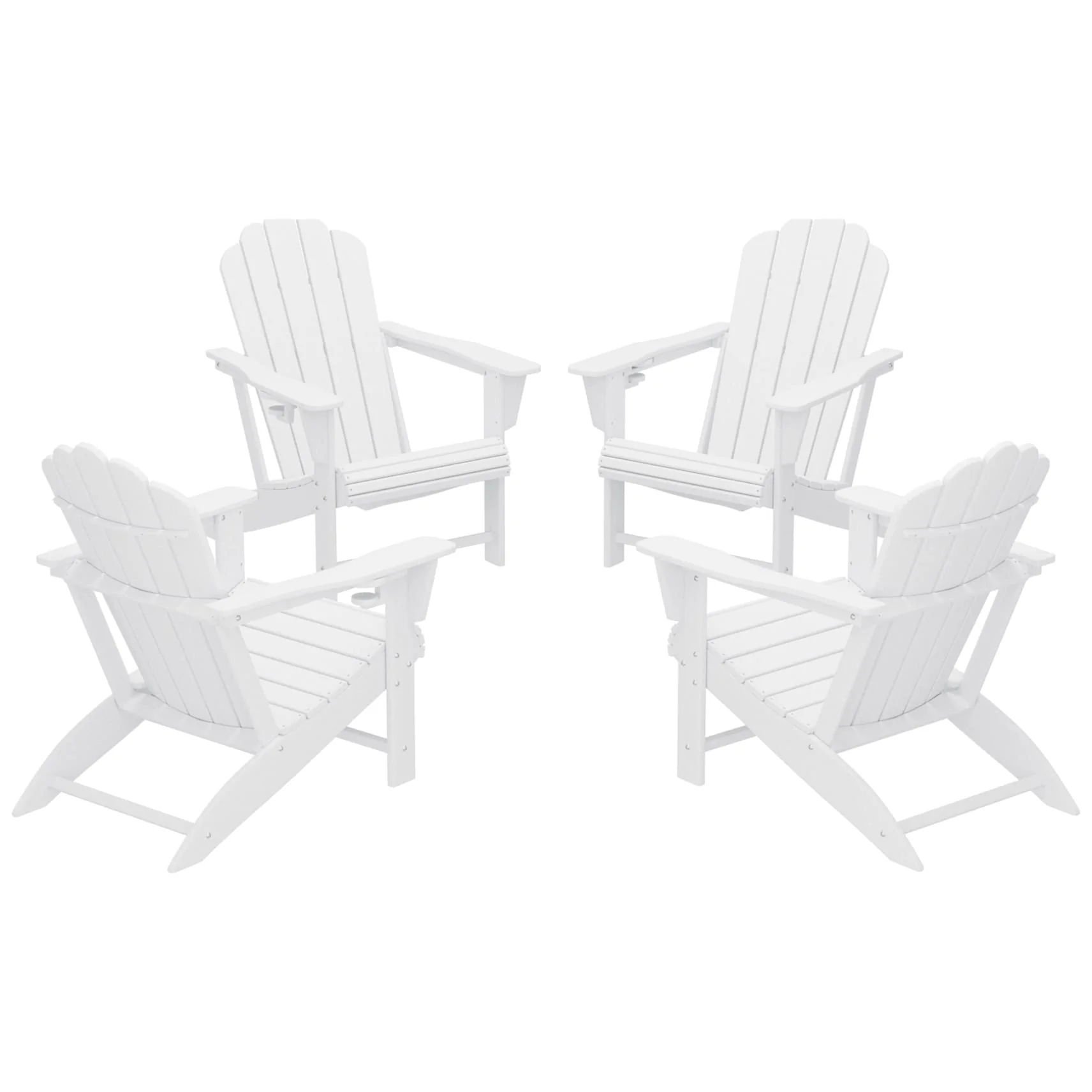 Polytrends Aderson Outdoor Poly Adirondack Chairs with Cupholders (Set of 4)