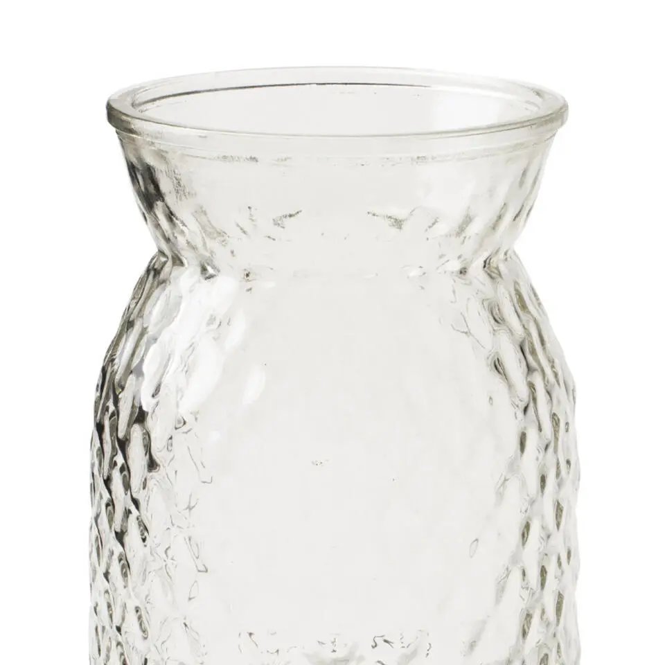 Jodeco Bloemenvaas - helder bewerkt/transparant glas - H16 x D12 cm