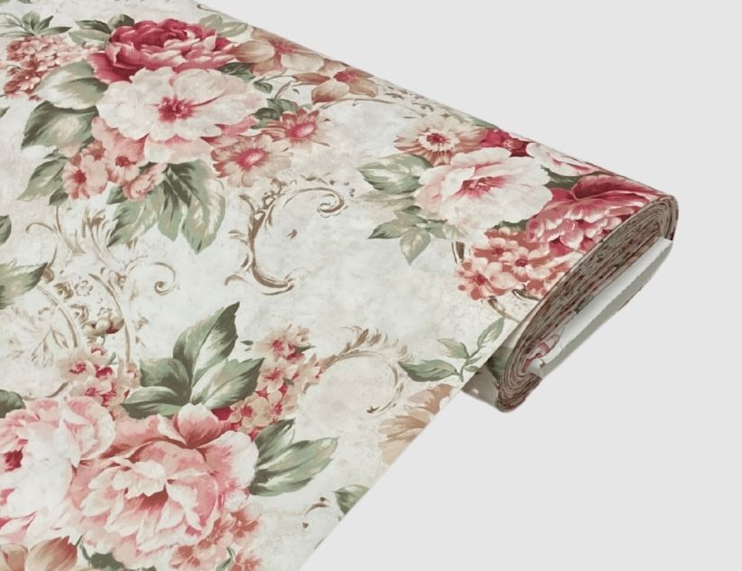 Dekostoff Rosen Rosa, Grau