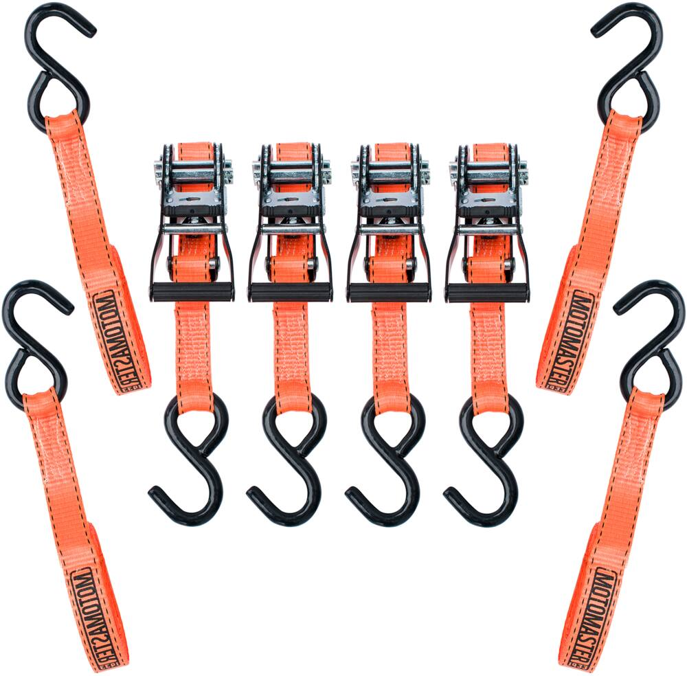 MotoMaster 3,000-lb Heavy Duty Ratchet Tie Down Strap, Non-Padded, 1-in x 10-ft, 4-pk