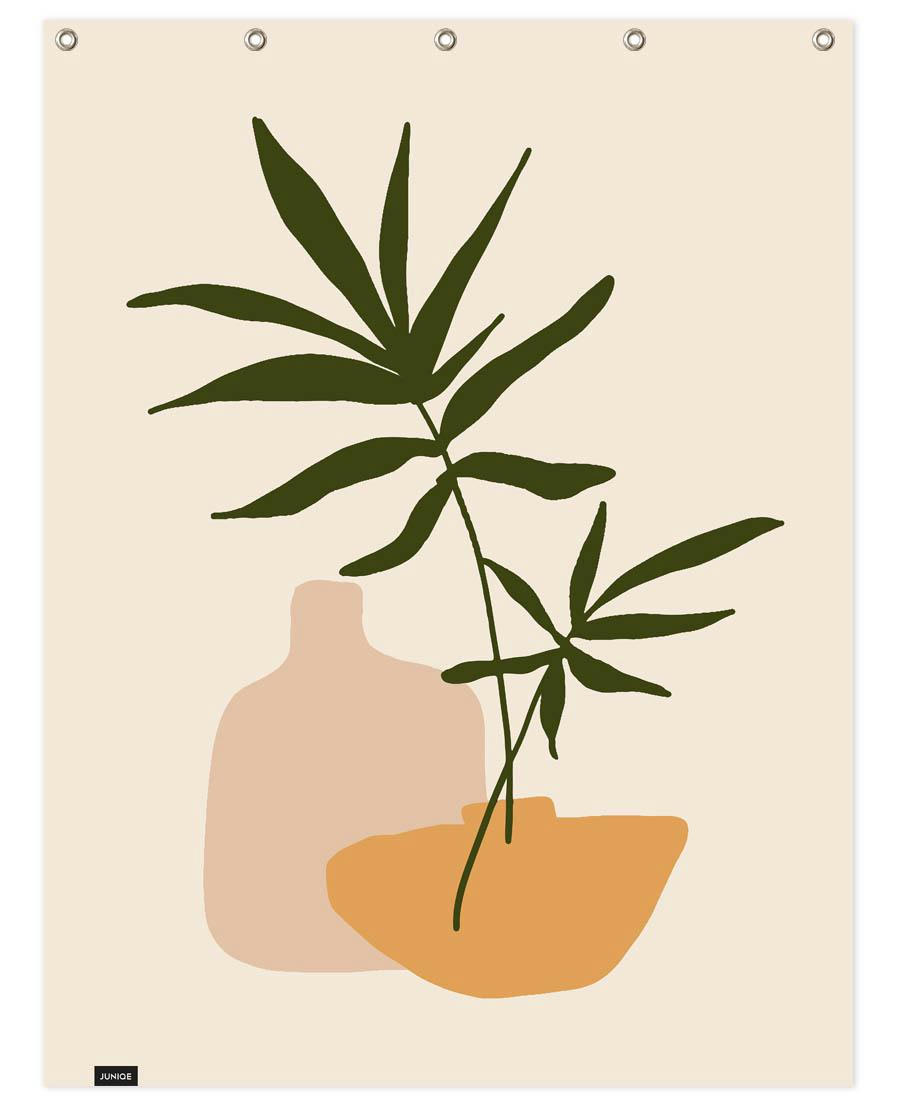 VASES - Rideau de douche en polyester en blanc ivoire & marron 150x200