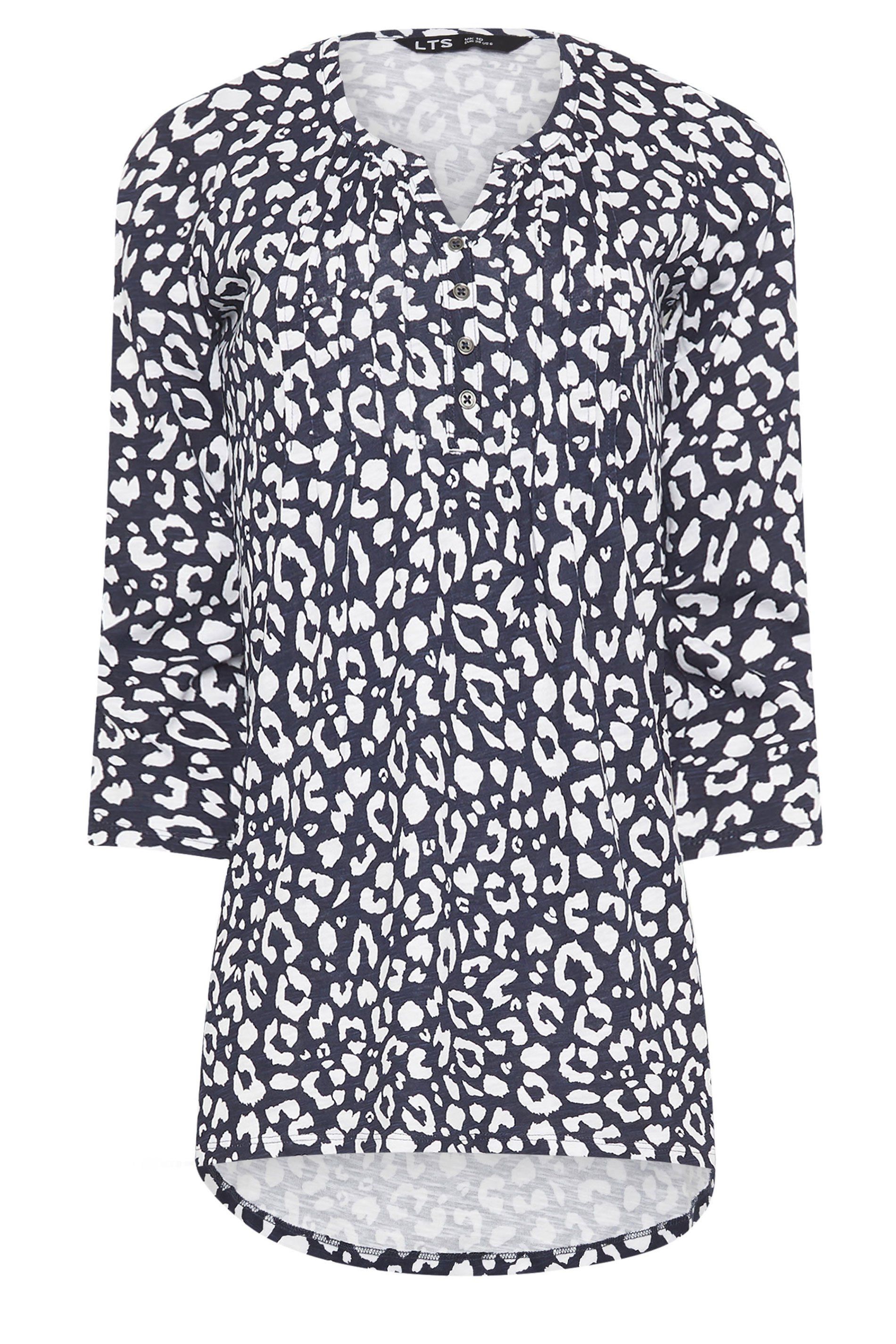 Long Tall Sally Tall Leopard Print Henley Top