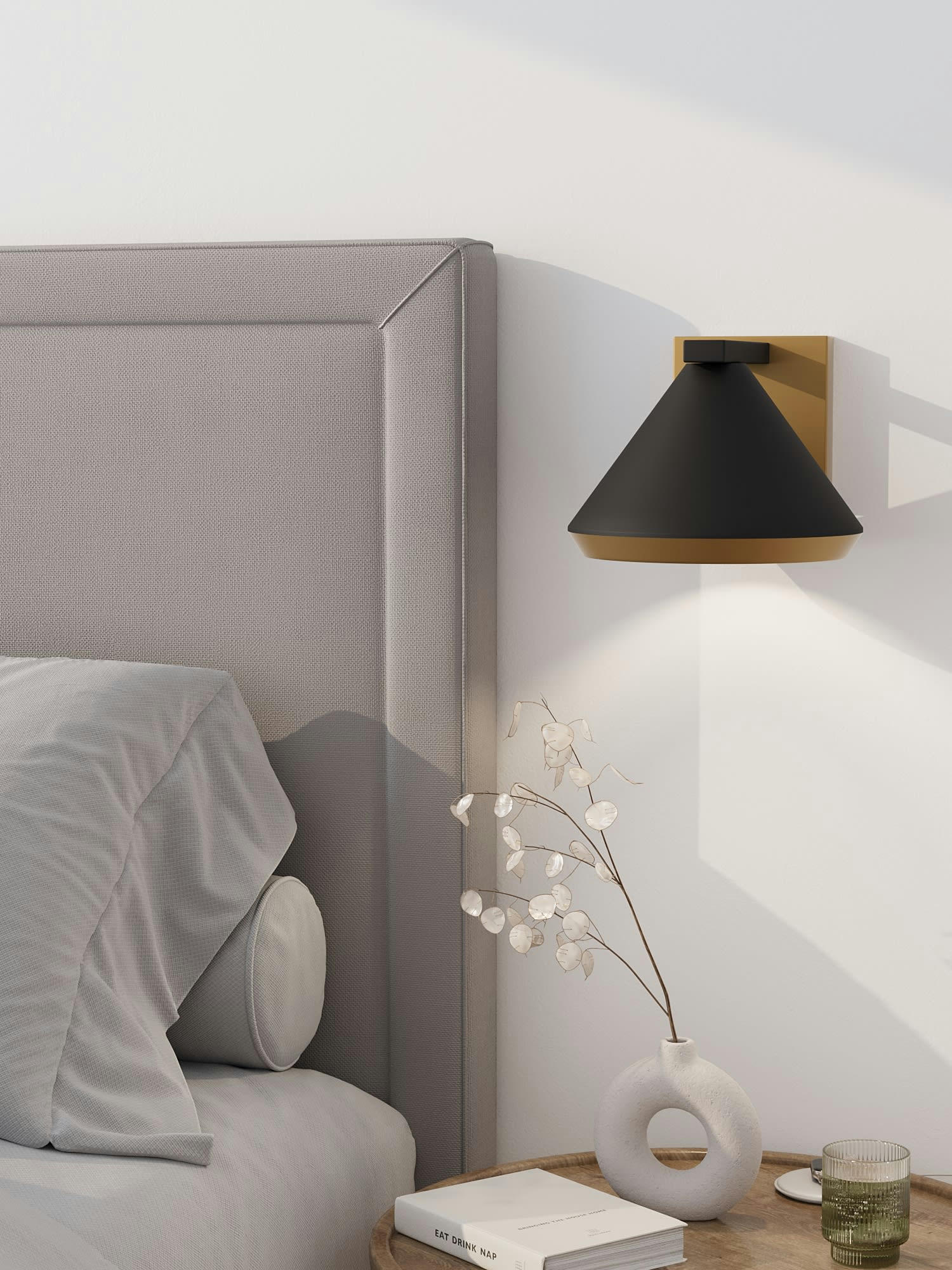 SPINOZA - Applique murale conique en métal noir et or