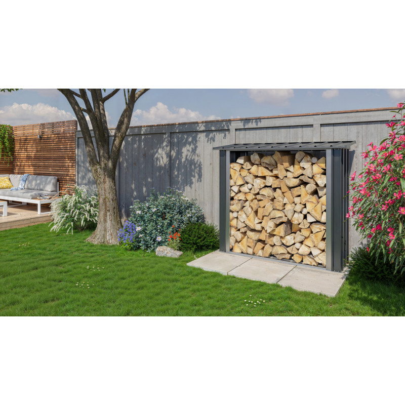 Abri bûches en métal gris anthracite 2,01 x 0,73 x 1,74 m YARDMASTER