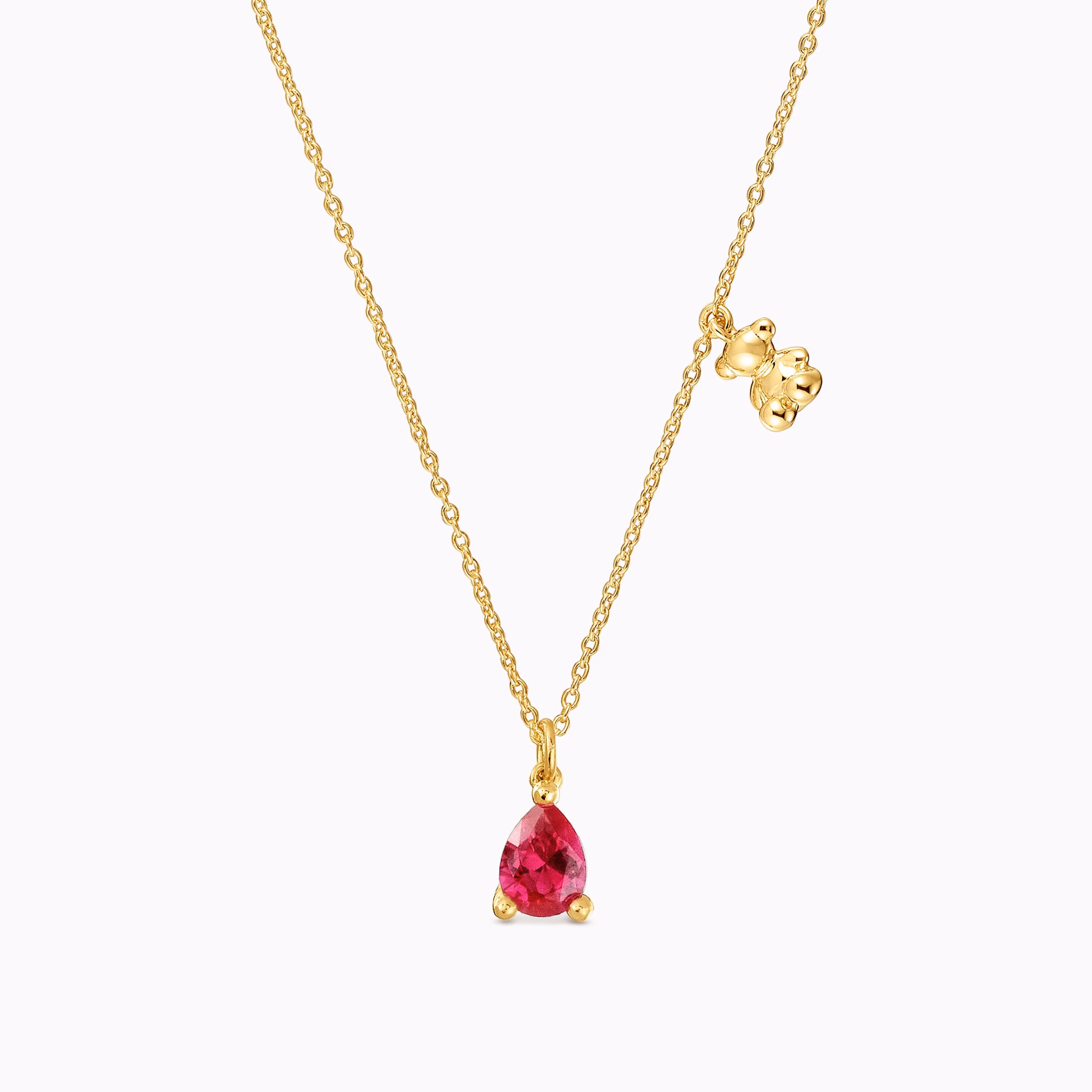 Collar corto motivo oso con baño de oro 18 kt sobre plata y rubí creado en laboratorio Bold Bear LGG
