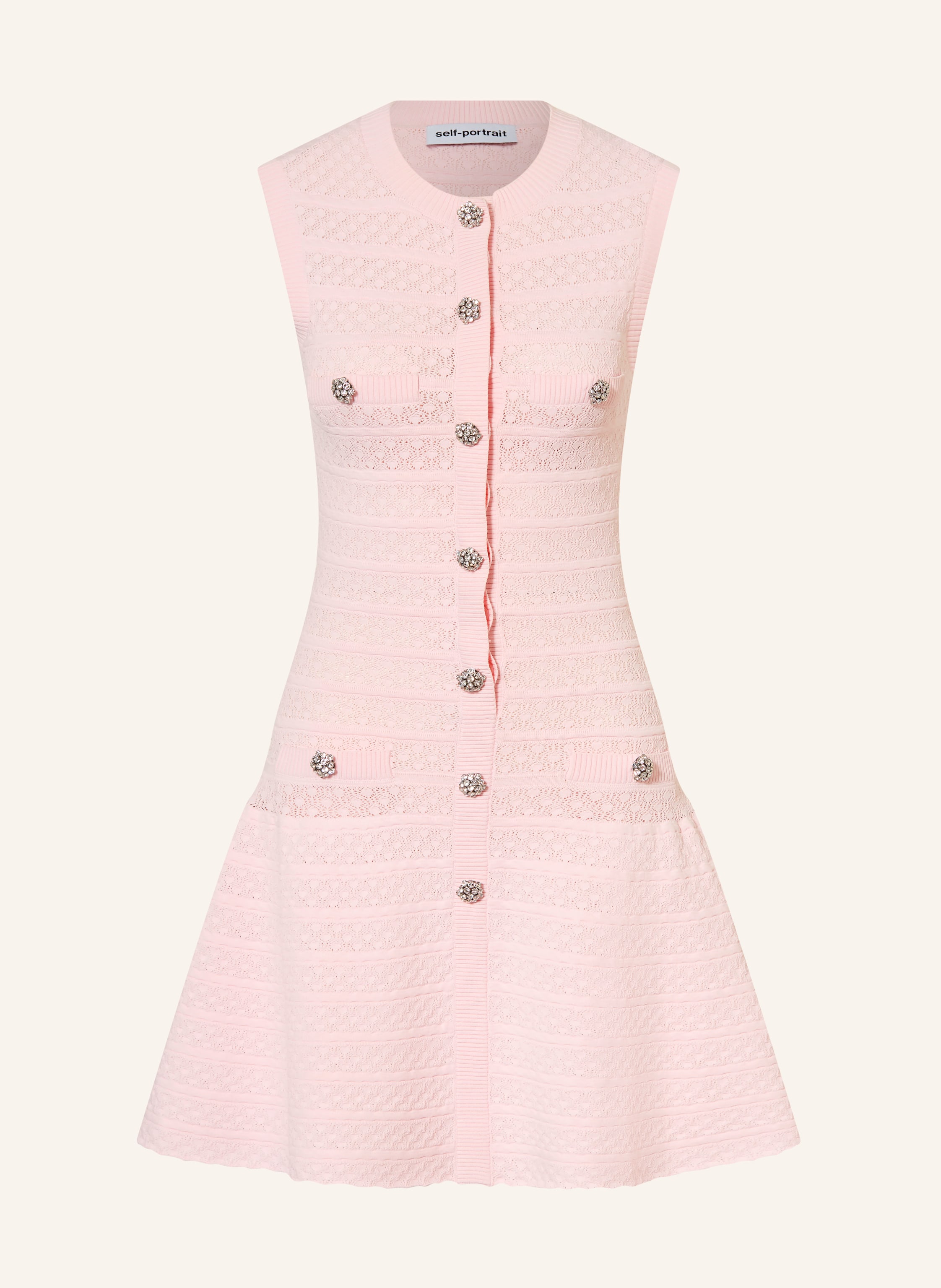 self-portrait Strickkleid mit Schmucksteinen