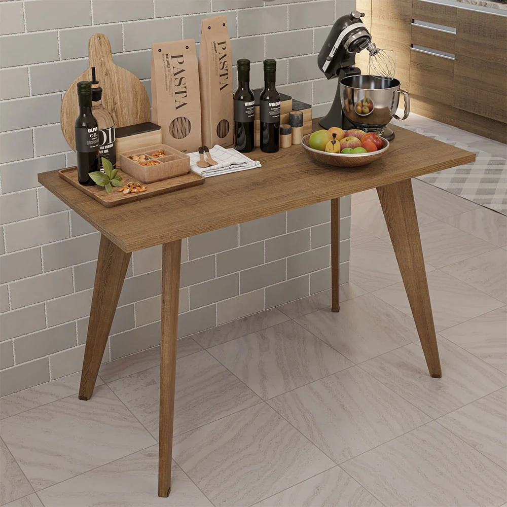 Madesa Kitchen Auxiliary Table with Wooden Surface Multi-Use Prep Station for Meal Preparation Baking Food Organization - Rustic