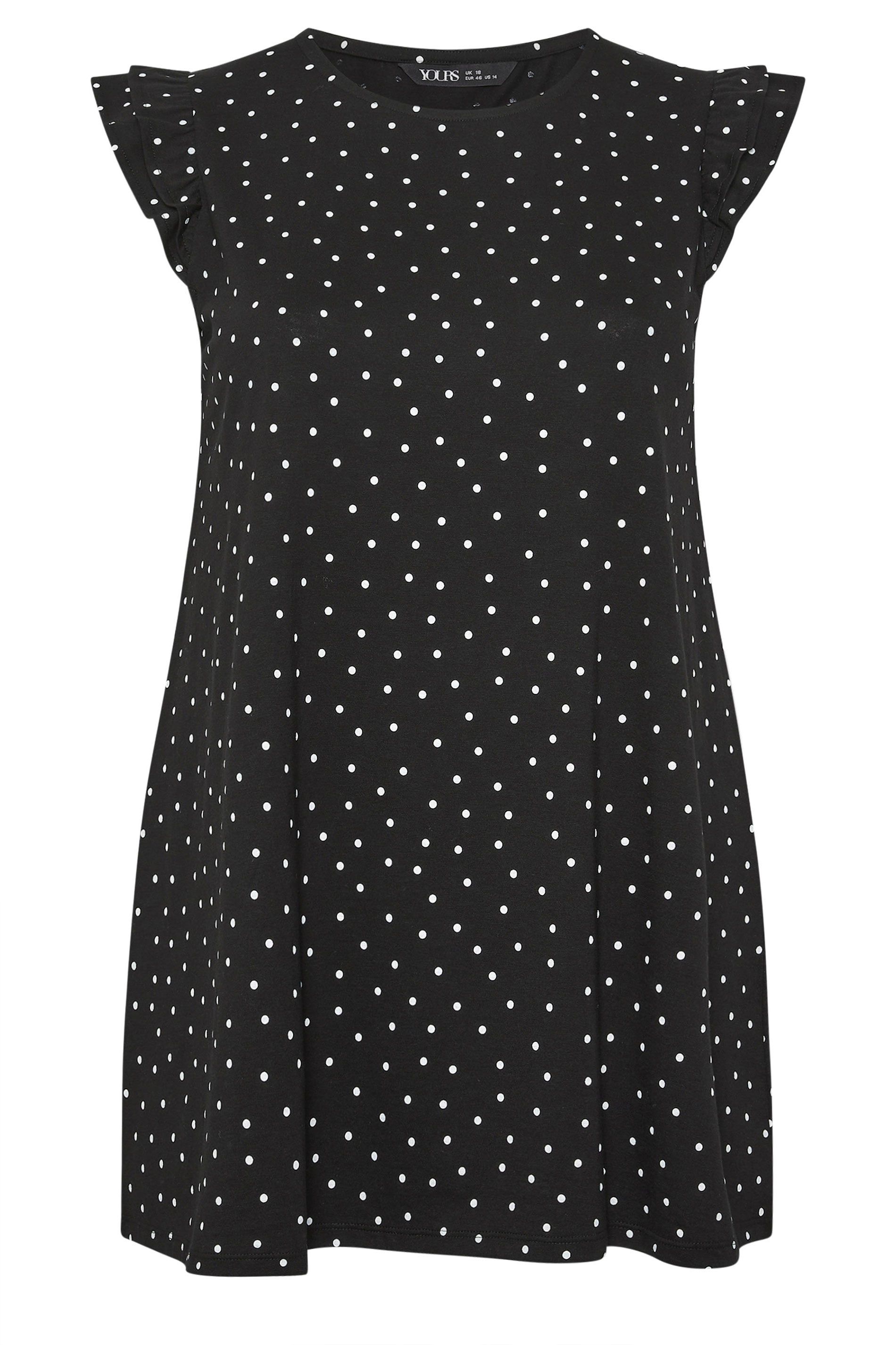 Yours Polka Dot Frill Sleeve Vest Top