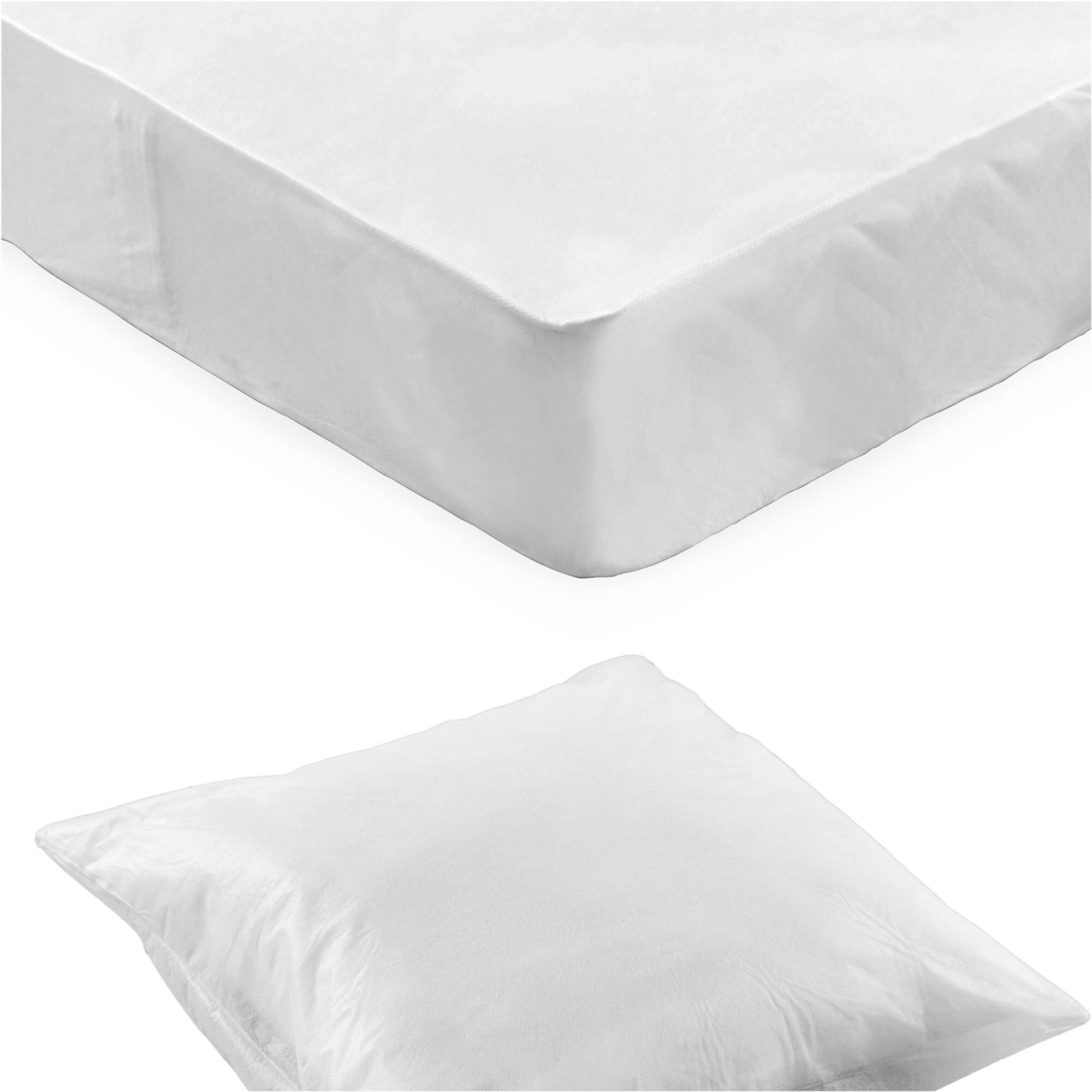 Kit jetable 1 ou 2 personnes : protège-oreillers   protège-matelas forme housse - lot de 10