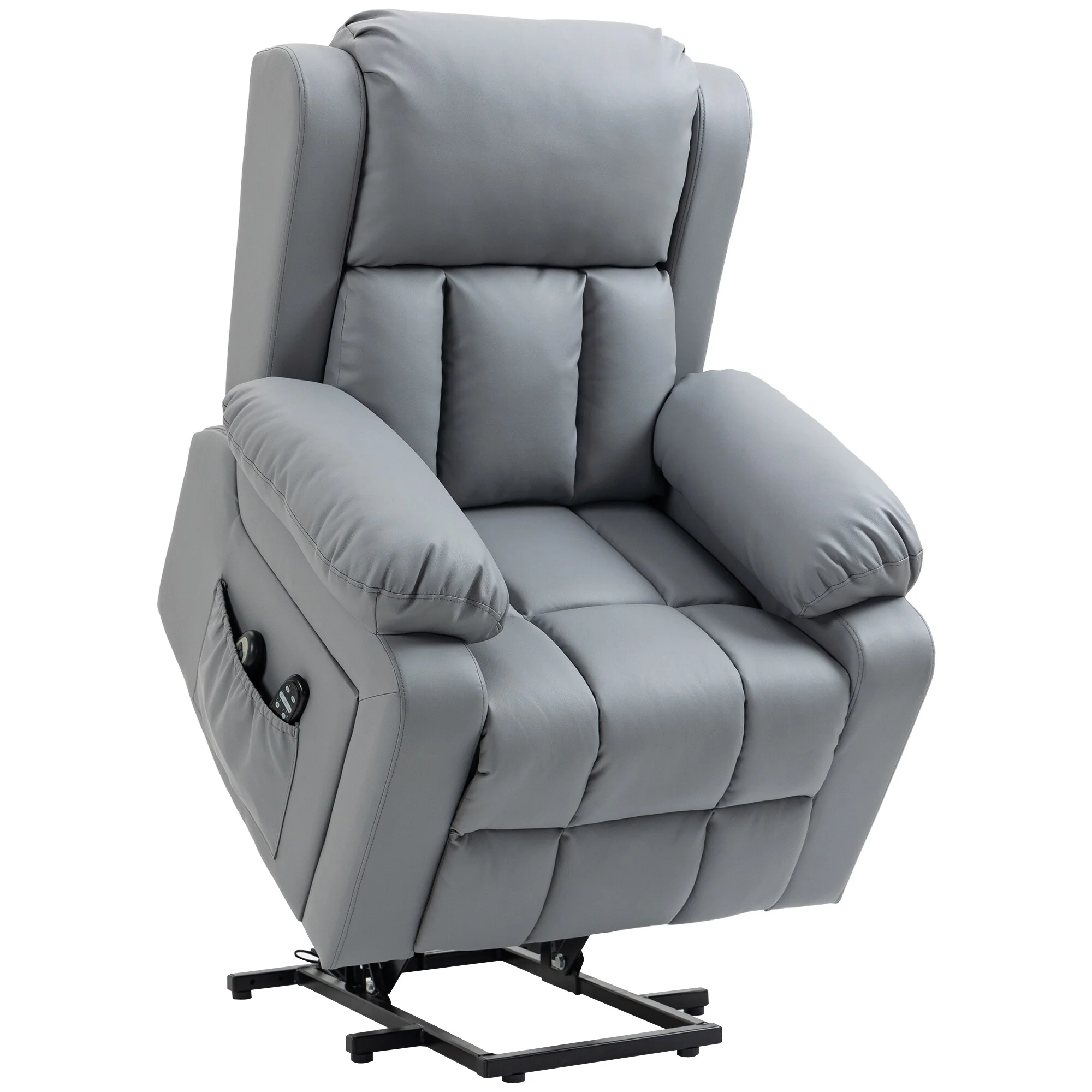 Oversized Electric Lift Recliner with Vibration Massage, Lumbar Heat, Remote Control, and Convenient Side Storage