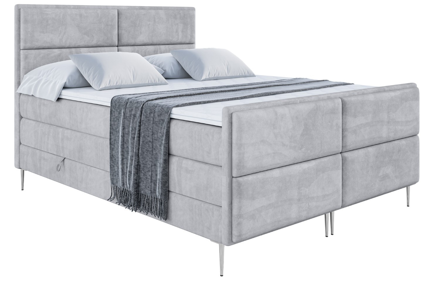 Łóżko kontynentalne - pojemnik, materac, nóżki AURA-FS-Z KING 120x200 cm