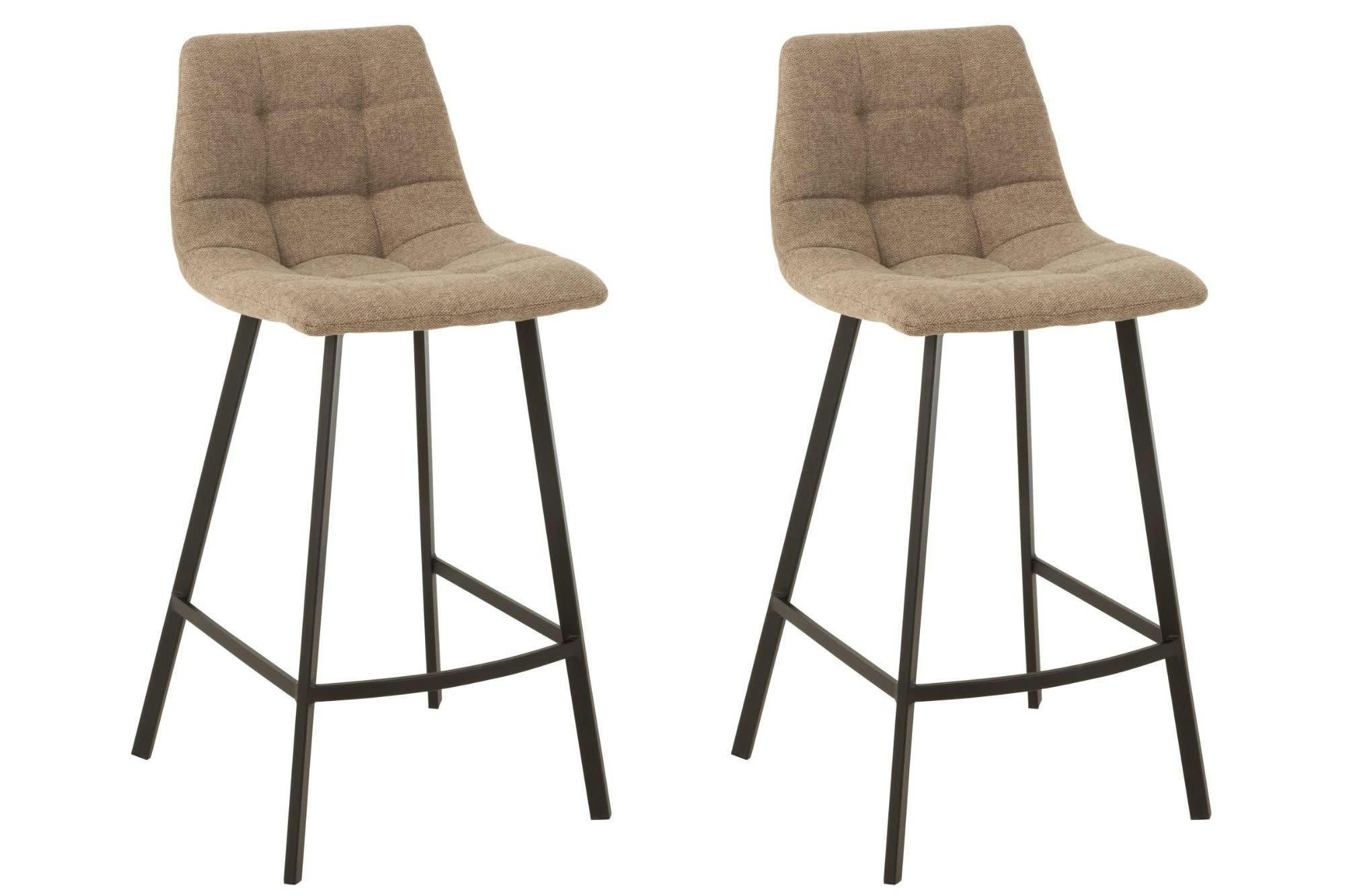 OLIVIA - Lot de 2 chaise de bar en tissu et en métal noir ( lot de 2)