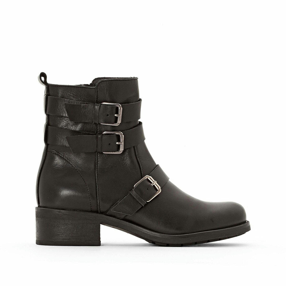 Bottines motardes en cuir, fabriquées en Europe