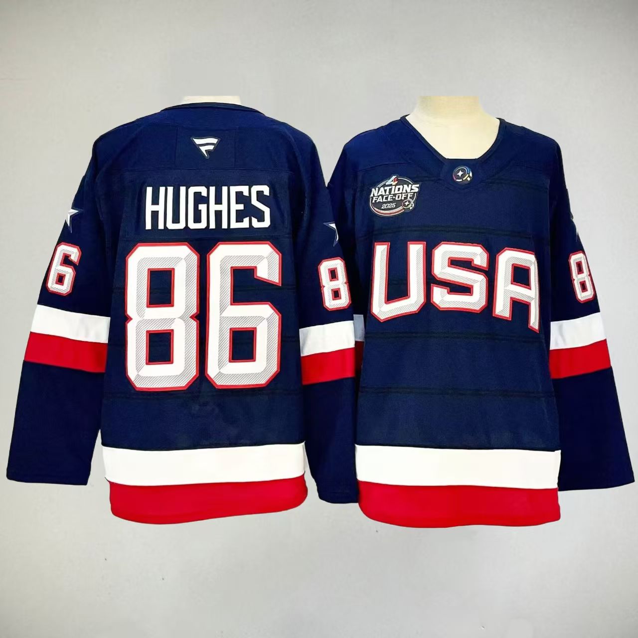 Jack Hughes Team USA  2025 4 Nations Face-Off Jersey - Navy Blue