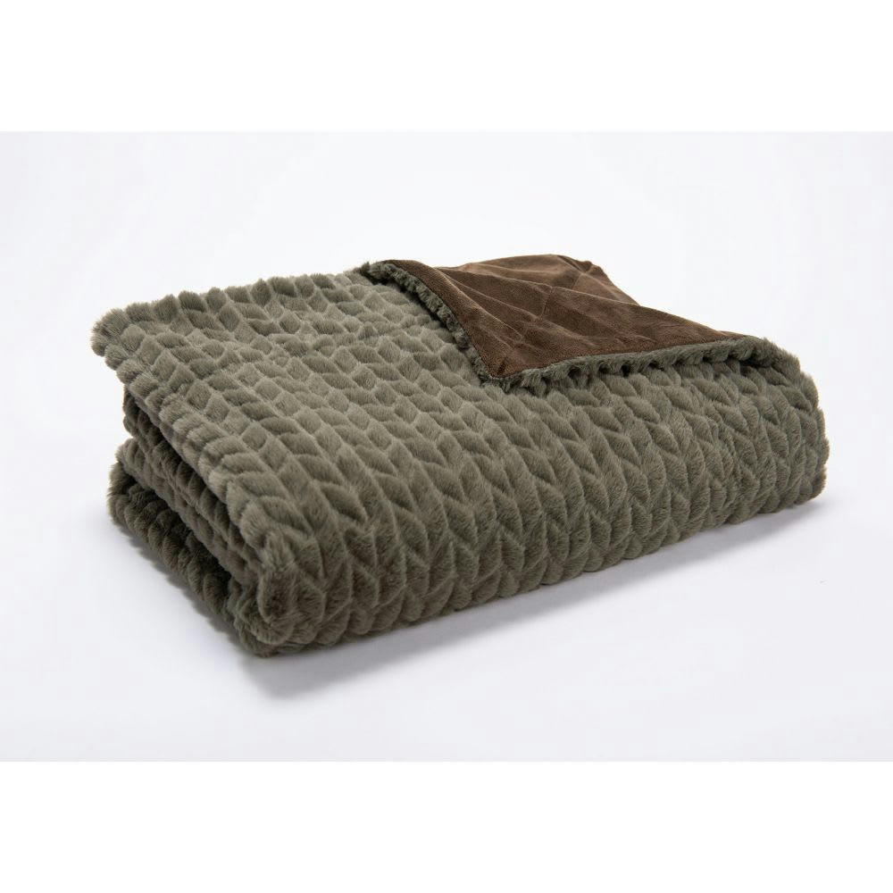 - Plaid en polyester chevrons 130 x 170 cm kaki