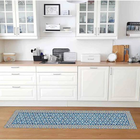 Vinyl Teppich »Enrico«, BxL:255 cm x 65 cm, blau|weiß|grün|orange