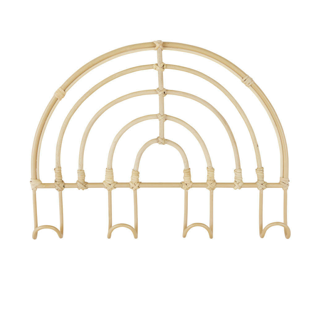 OIA - Patère arc-en-ciel 4 crochets en rotin et métal