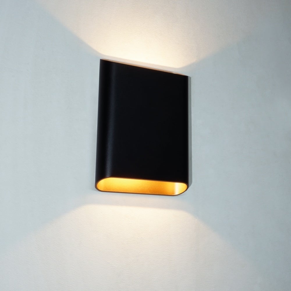 Artdelight Wandlamp Diaz-L Zwart - Goud Led 2 x 6Watt IP65