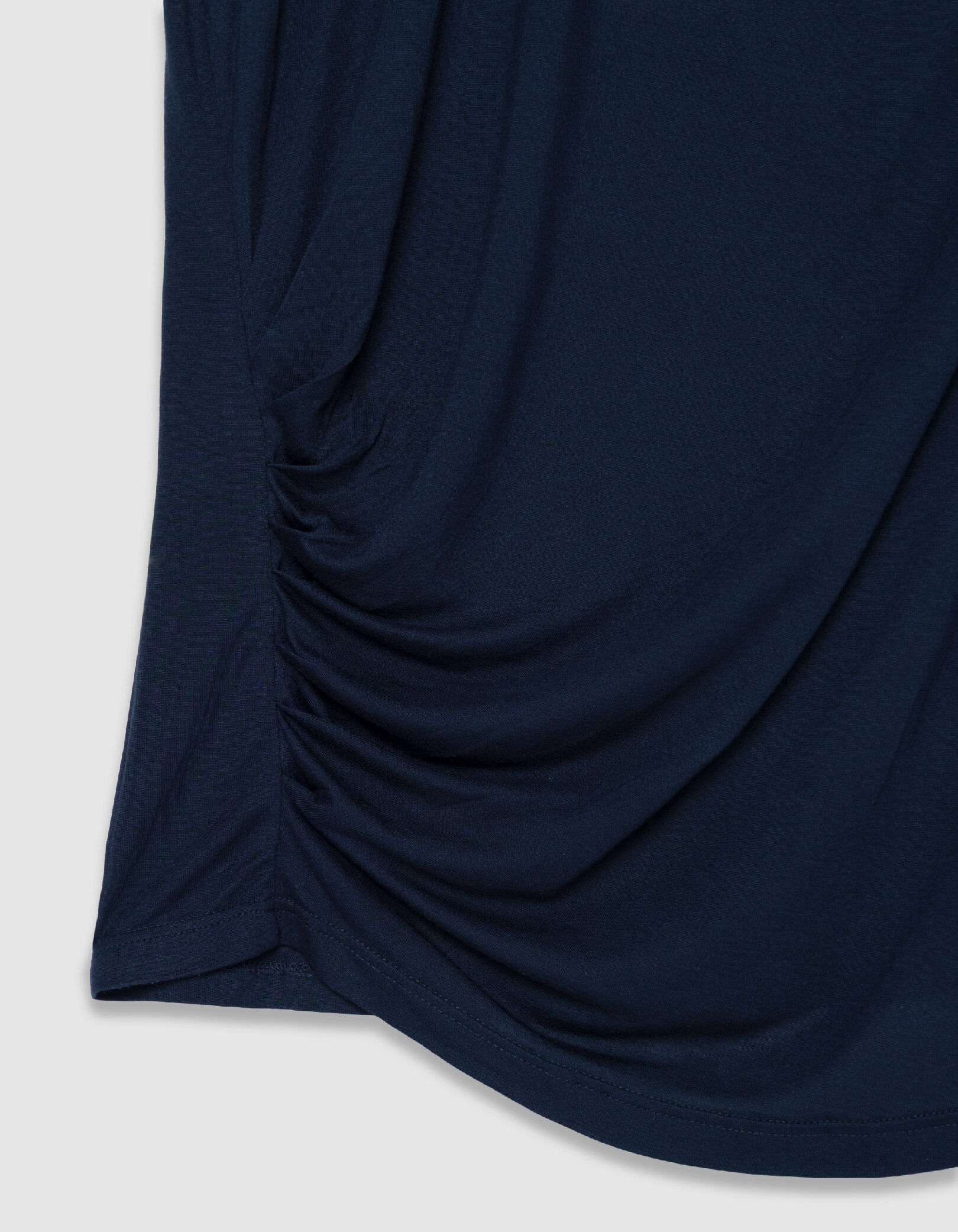 Tee-shirt manches courtes marine fronces côtés Femme