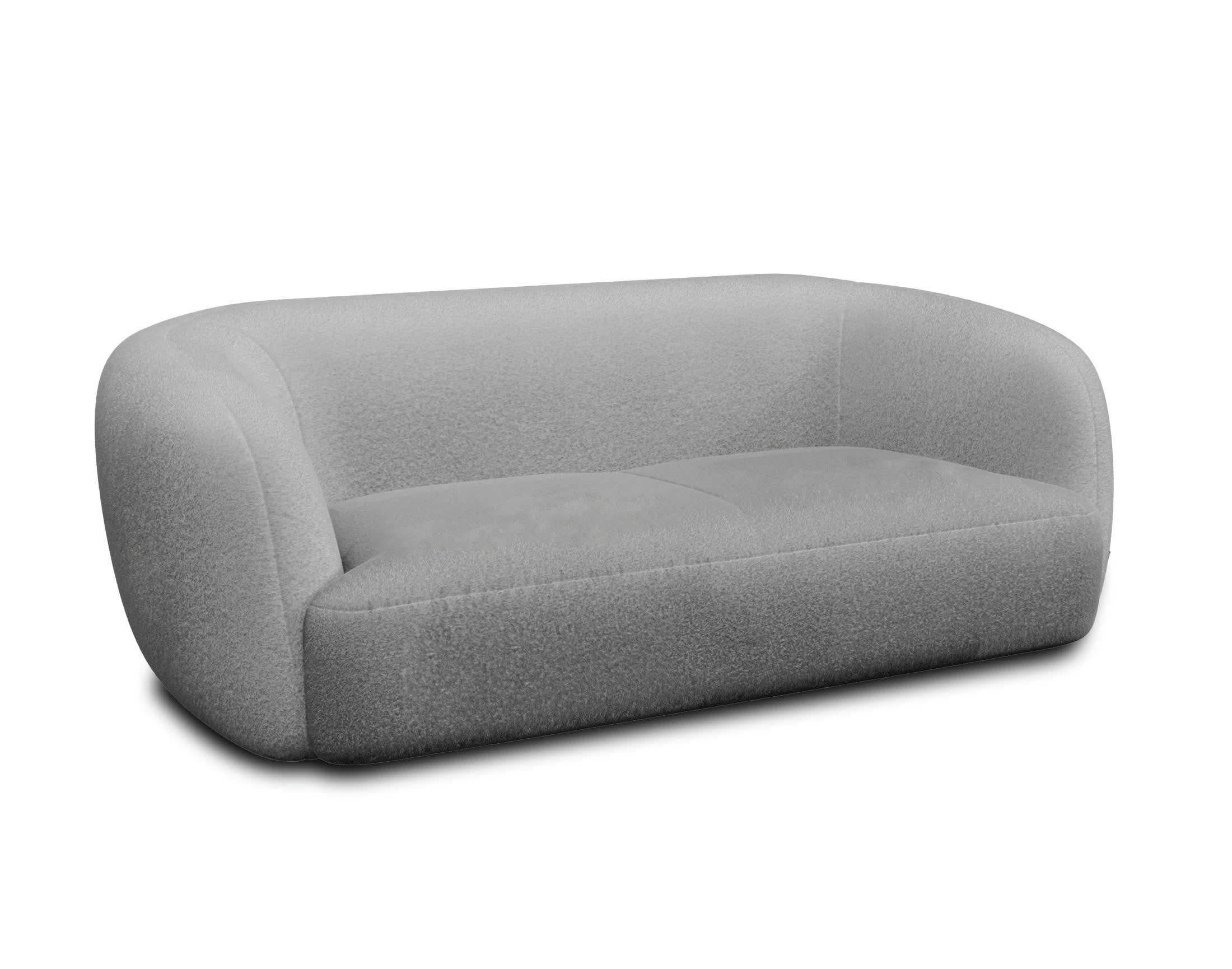 ERNEE - Canapé droit 3 places en velours gris