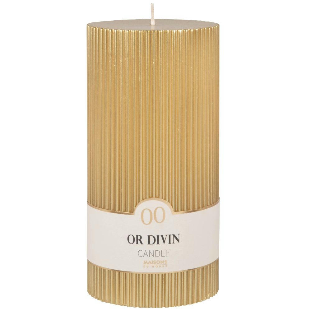 COLORAMA - Bougie striée dorée H18