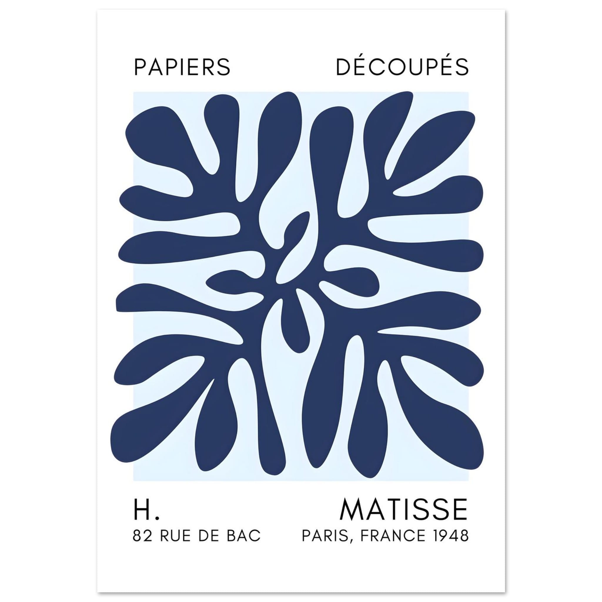 Artfulprints Poster Matisse - Deep ocean navy blue I  - 30x40 cm - Blauw