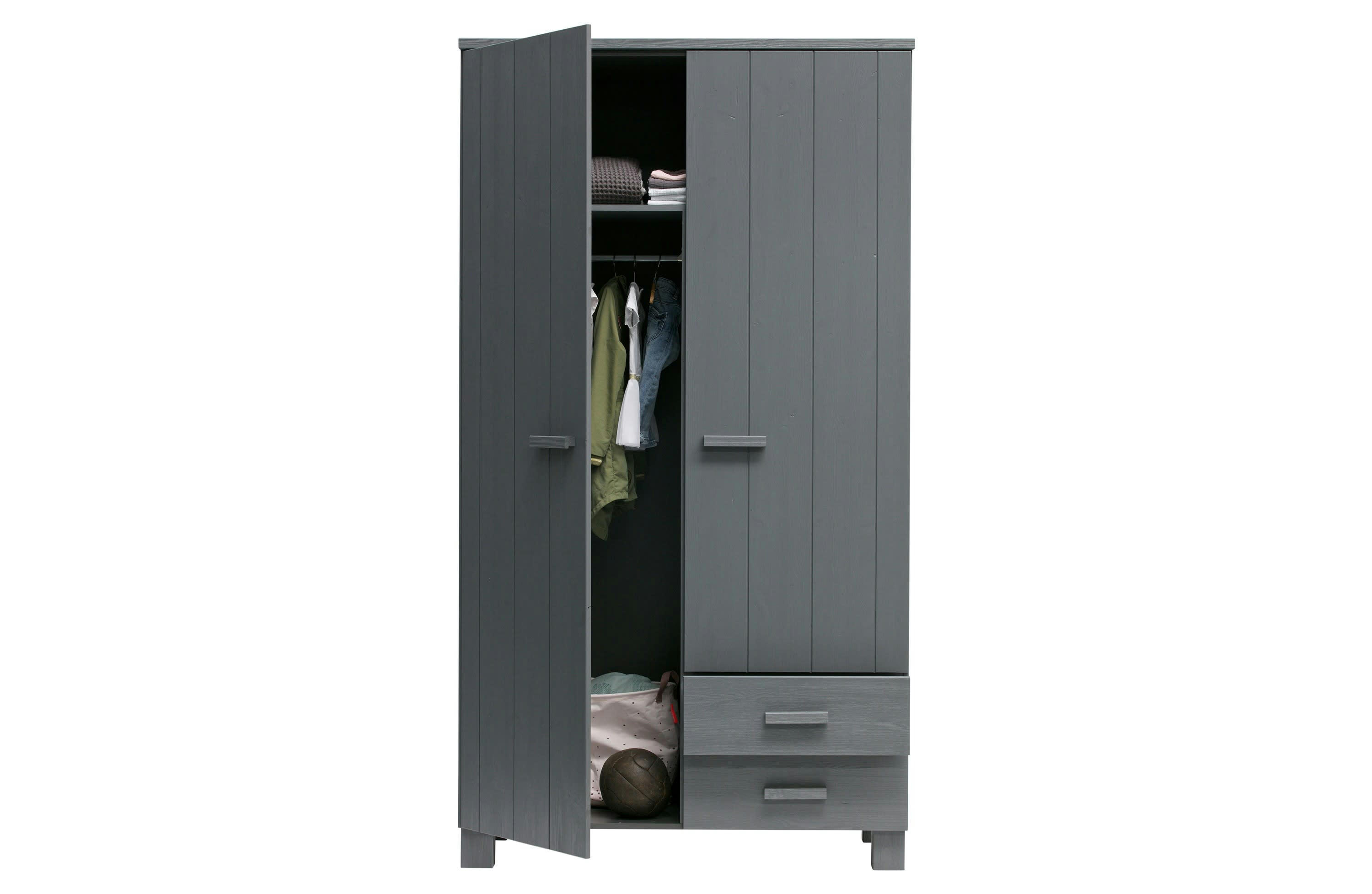 DENNIS - Armoire 2 portes et 2 tiroirs en bois anthracite