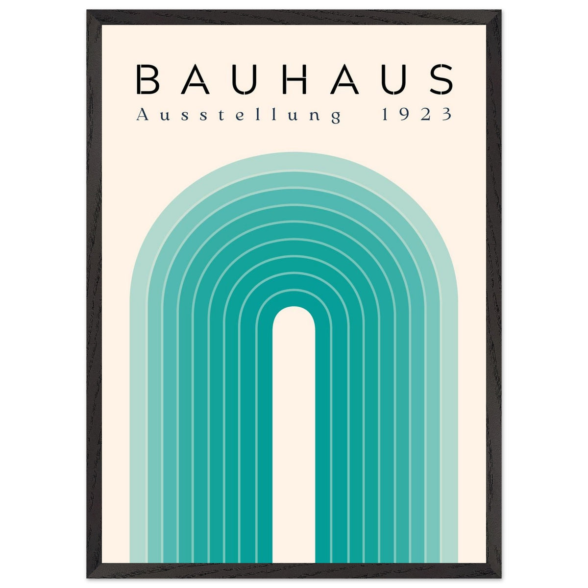 Artfulprints Poster met Lijst Bauhaus - Turquoise rainbow  - 50x70 cm - Turquoise