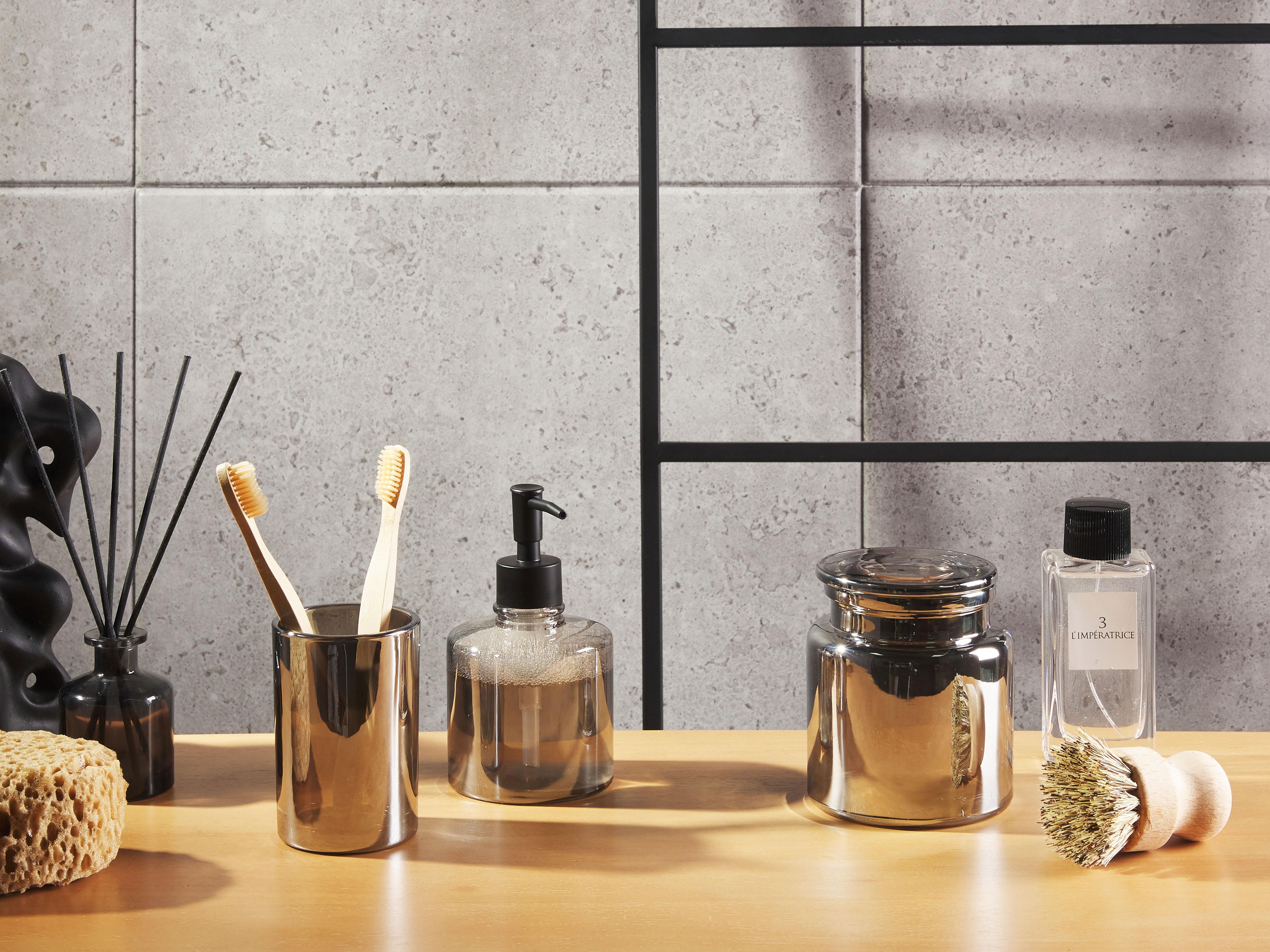 3-Piece Bathroom Accessories Set MANAGUA Glass Grey