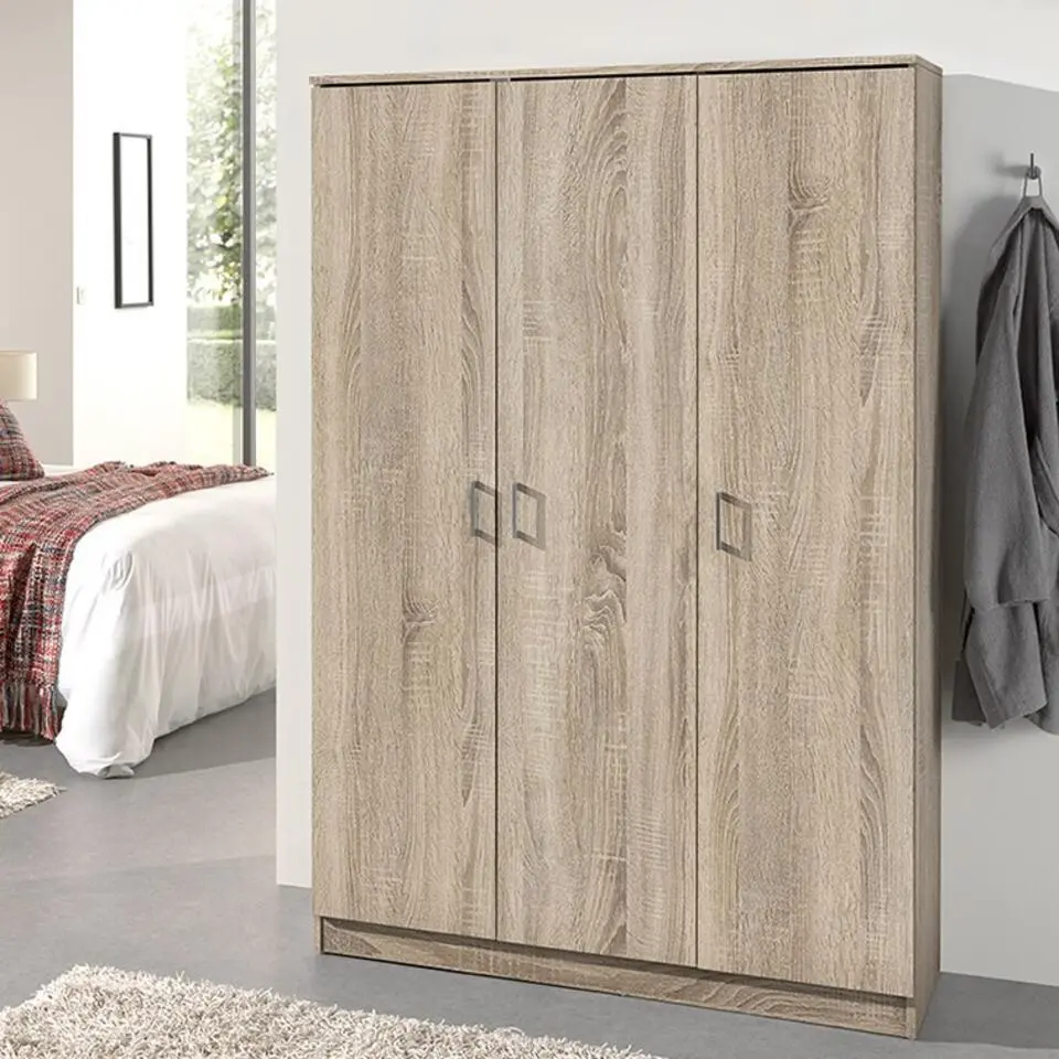 Opbergkast Ray 120cm met 3 deuren en 4 legplanken - sonoma eik