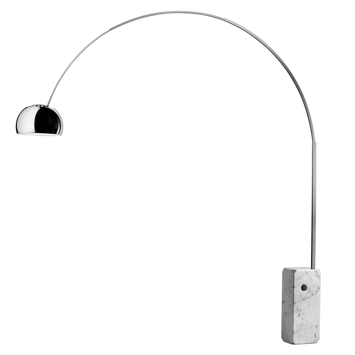 Flos - Arco Stehleuchte, Edelstahl / Marmor weiß