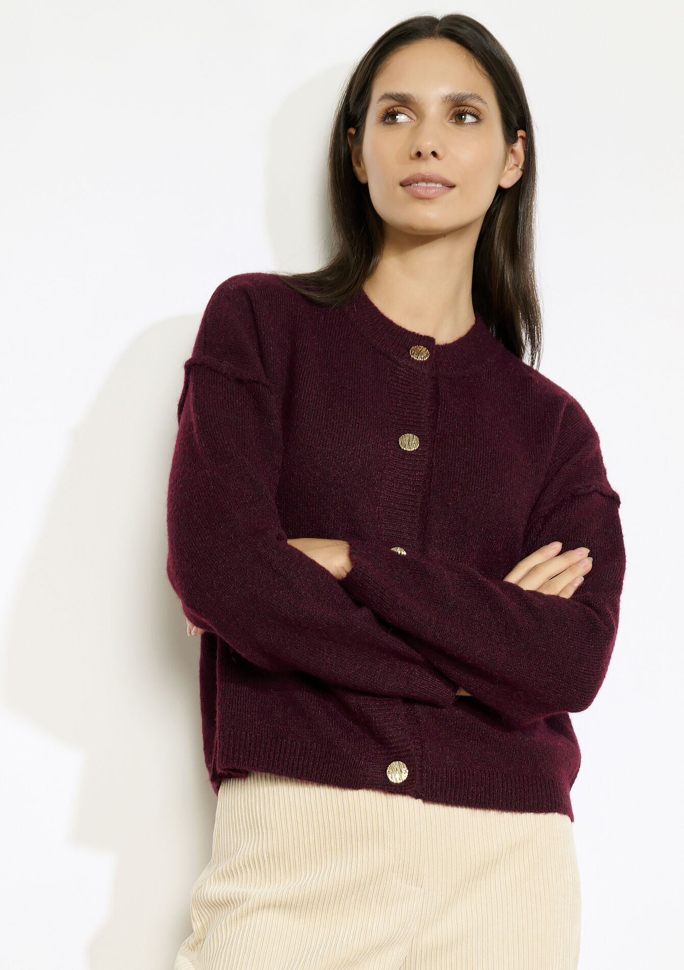 Gebreid vest met knopen