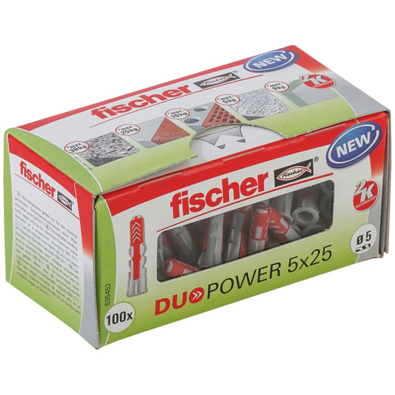 Cheville DuoPower en nylon avec collerette Ø 5 x 25 mm 100 pièces