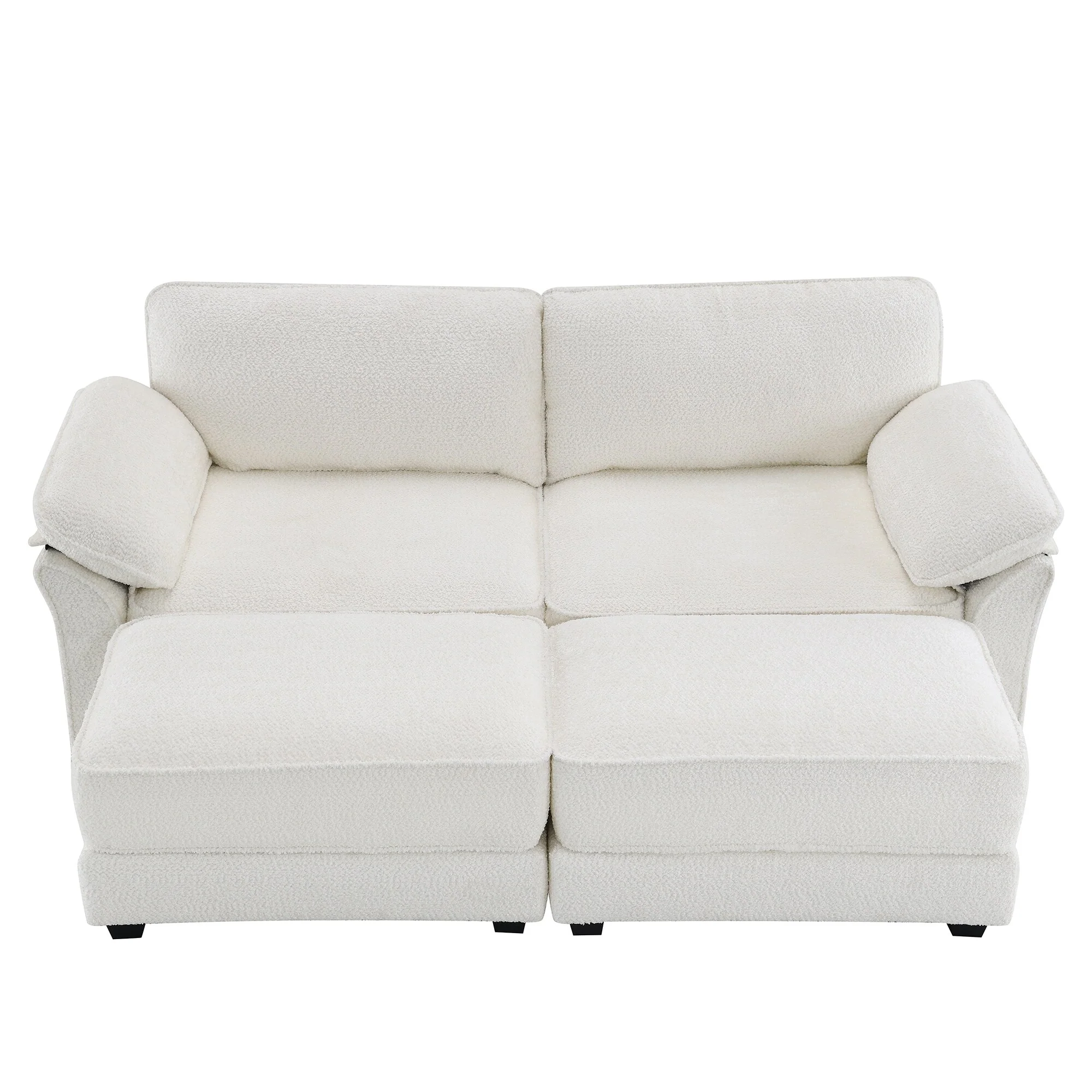 Contemporary Modular Sofa Bed with Chenille Upholstery and Armrest Storage for Small Apartments or Guest Rooms