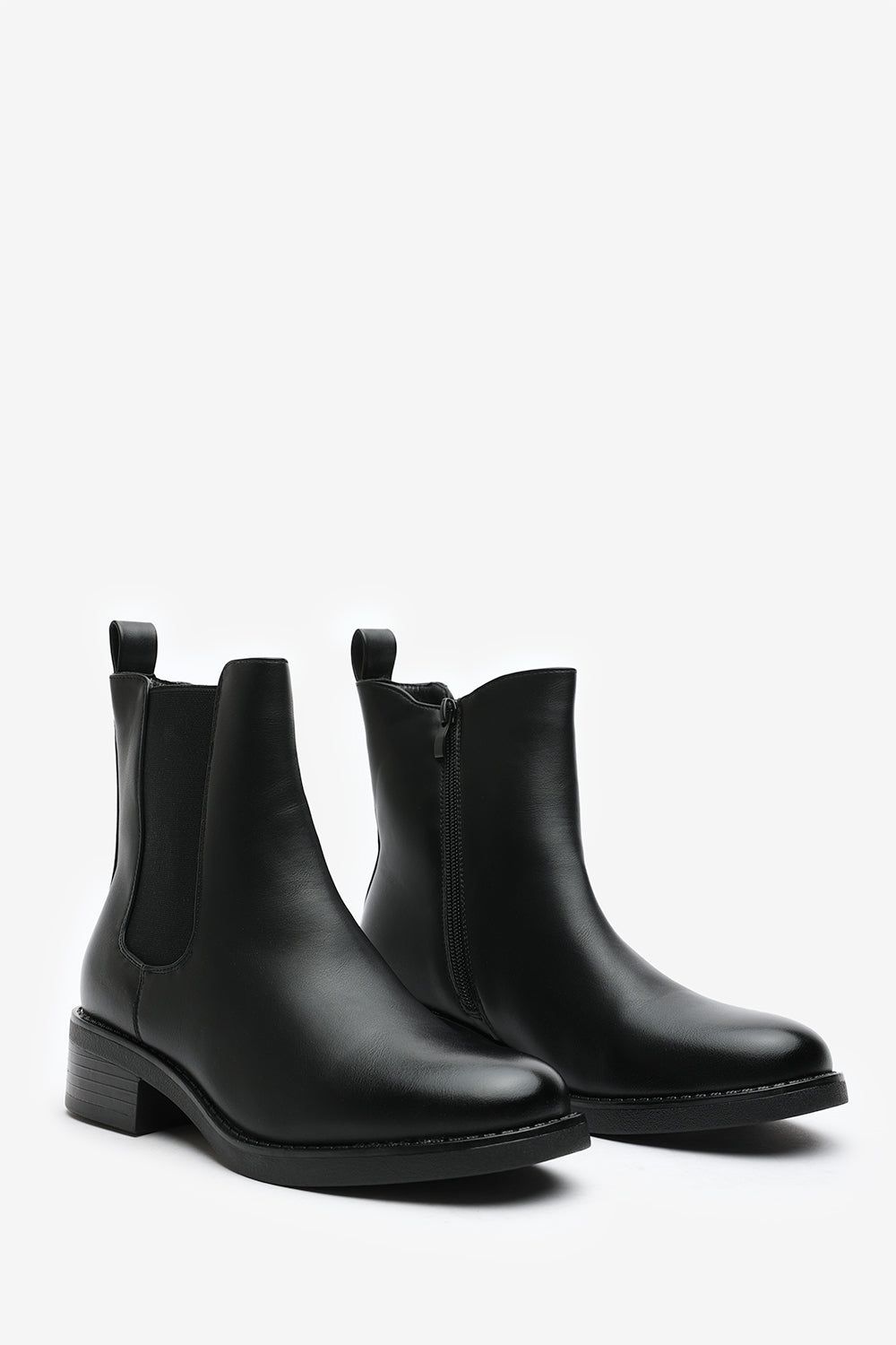 Where's That From Miriam' Block Heel Chelsea Zip Ankle Boots In Faux Leather