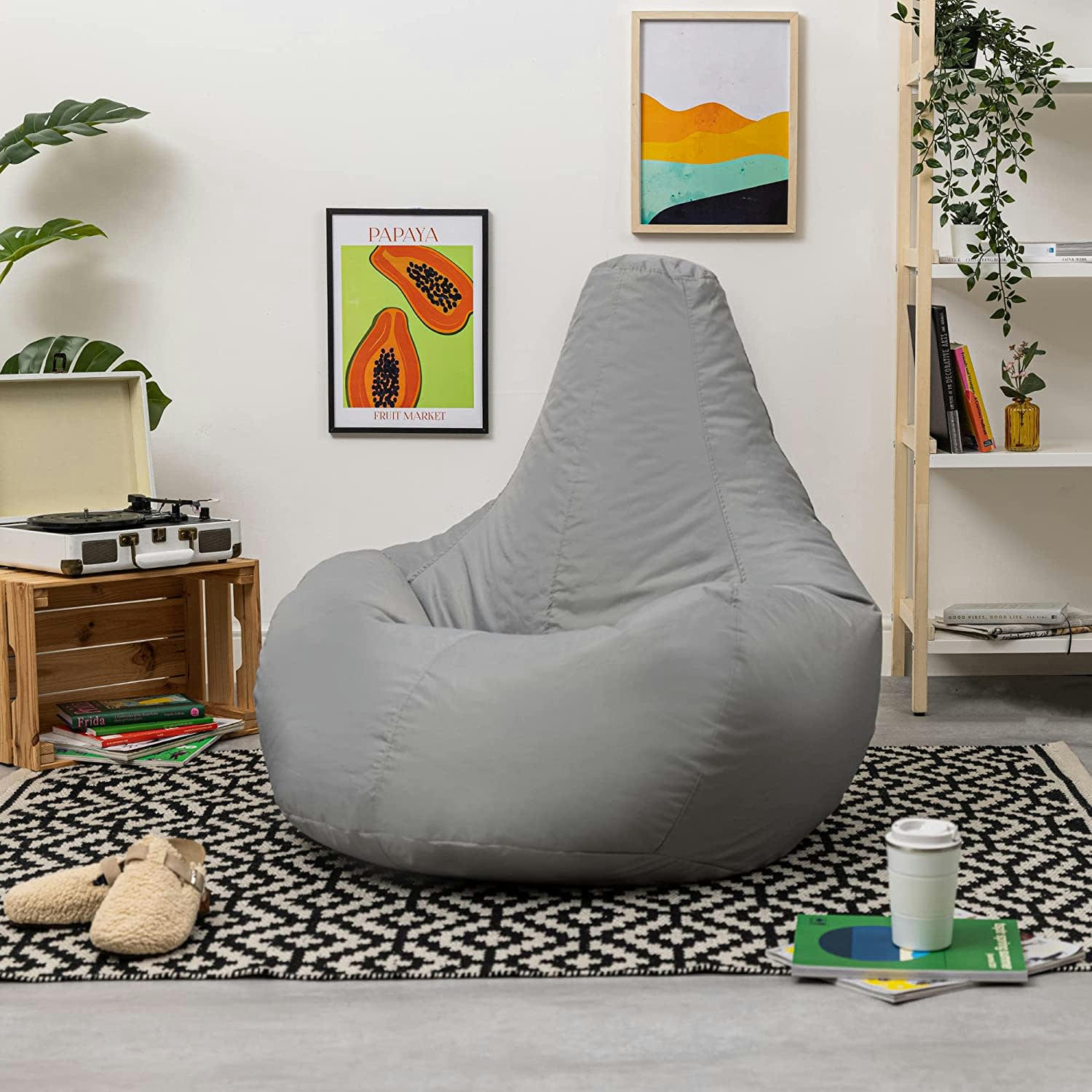 - Pouf inclinable avec repose-pied extérieur gris clair