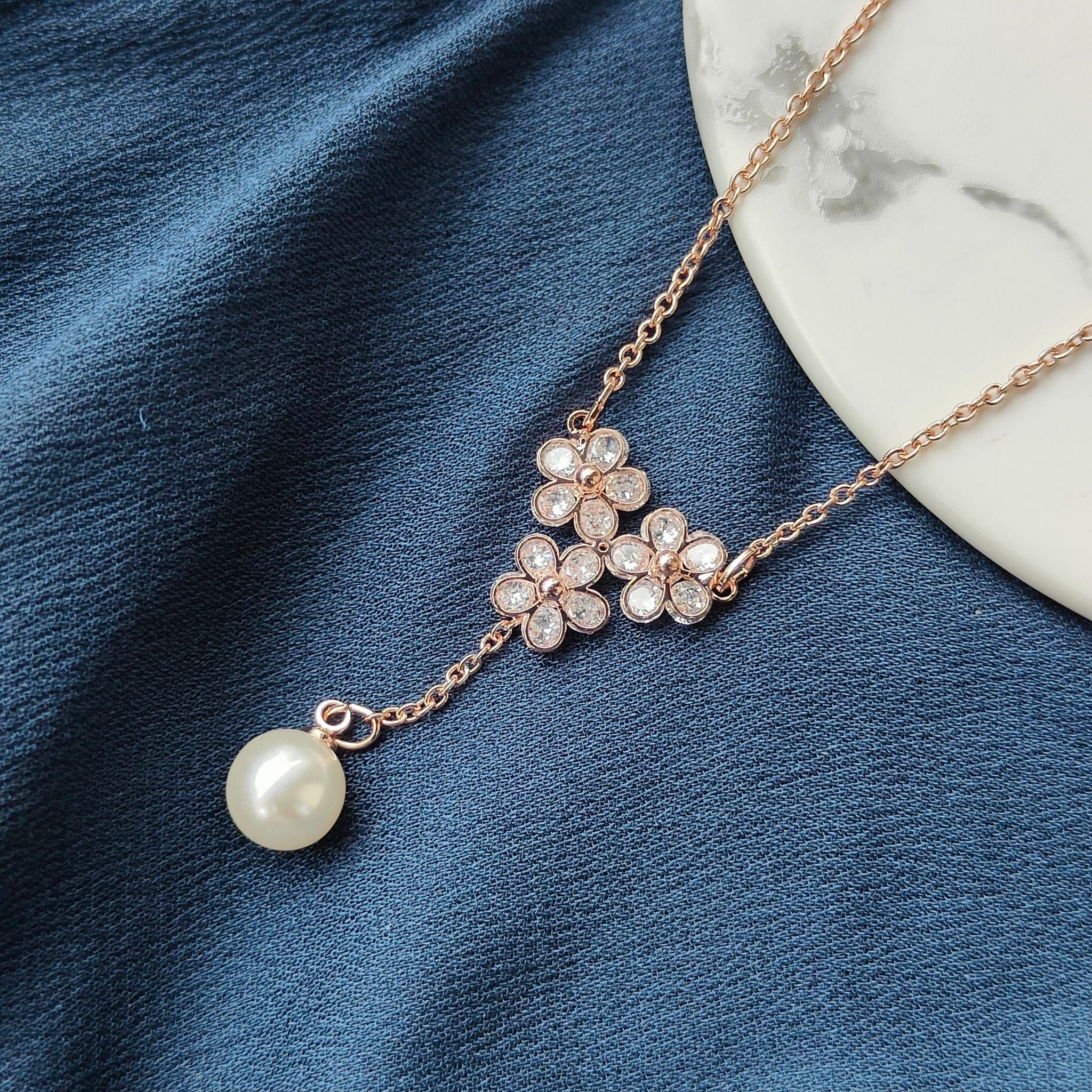 The Colourful Aura Large Floral Zircon Crystal Dokiya Pendant Dangle Necklace