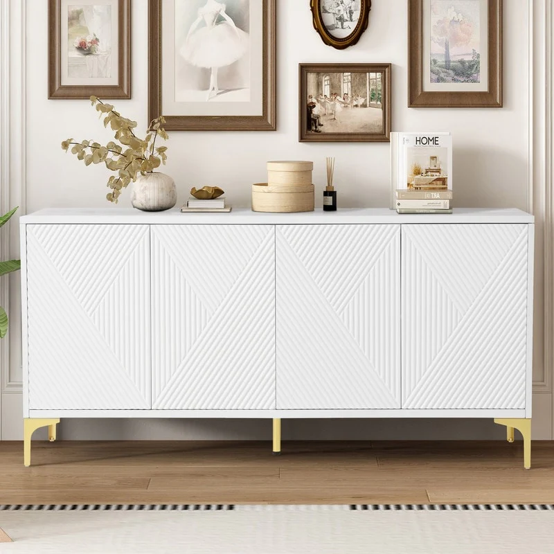 59.84 Wood Buffet Cabinet with Storage Modern Sideboard for Organized Living Spaces