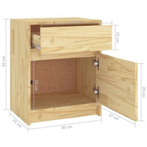 NNEVL Bedside Cabinet 40x31x50 cm Solid Pinewood