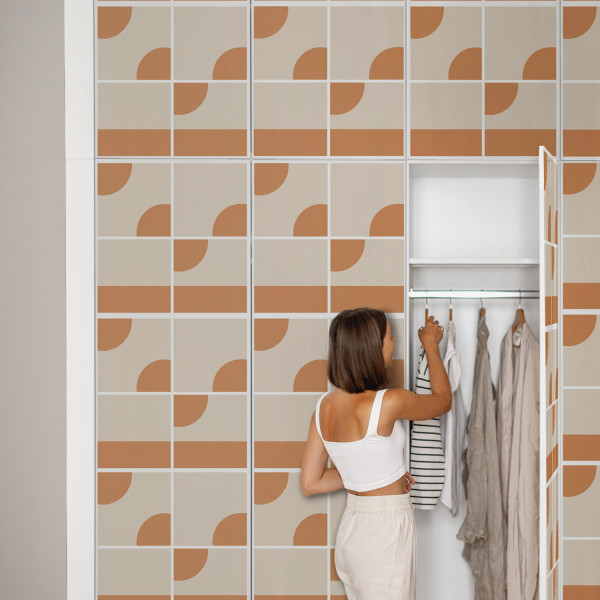 Okleina meblowa Beżowo-pomarańczowe kształty 50x100 Folia Laminat