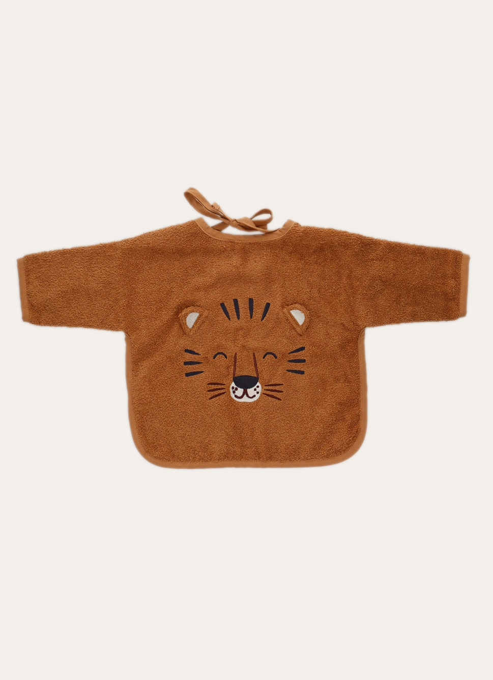 BAVOIR MANCHES LONGUES TÊTE DE TIGRE BRODÉE OCRE