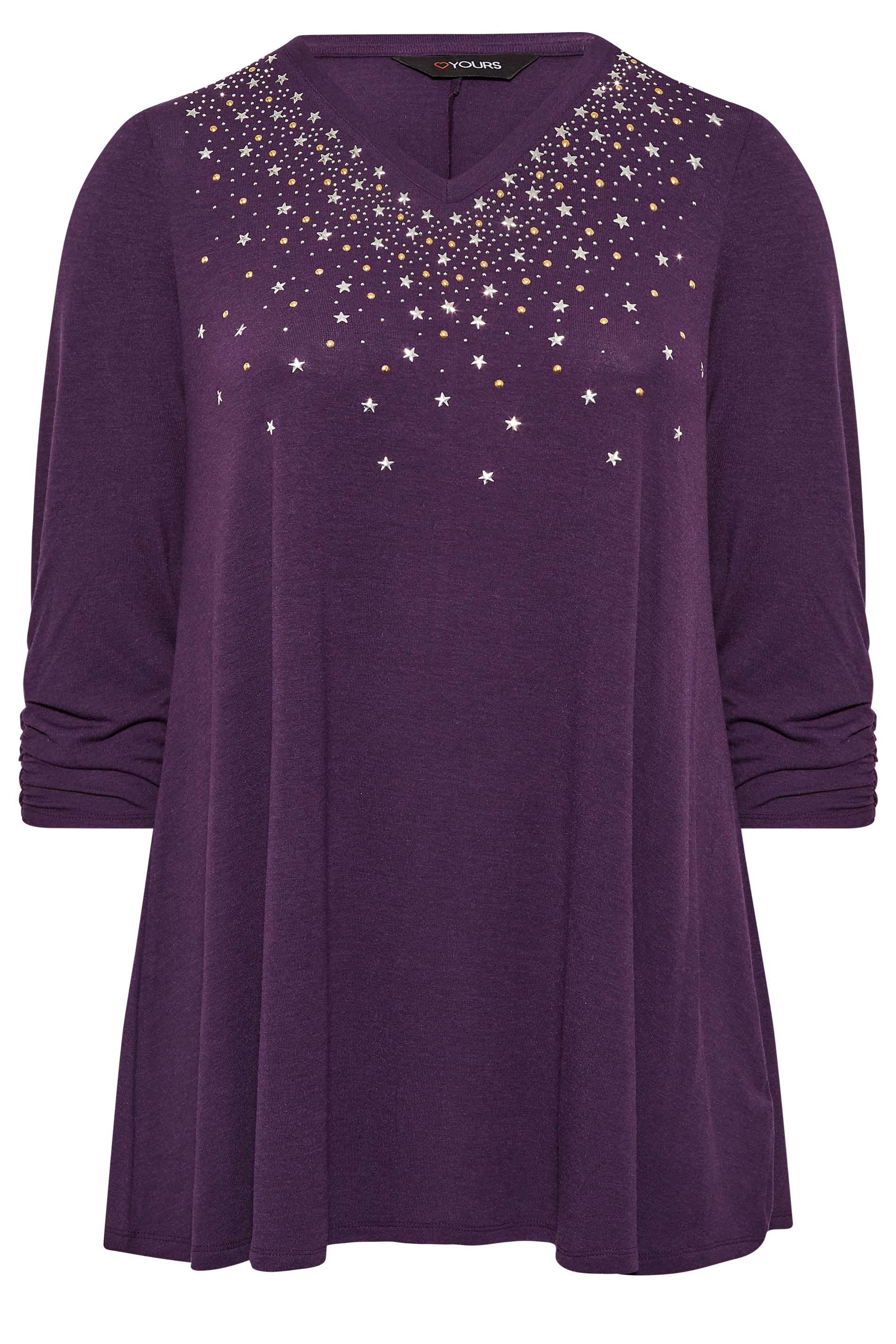 Yours Star Stud Embellished Swing Top