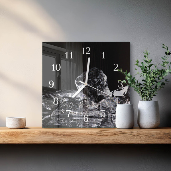 Stylowy zegar 30x30 Kostki Lodu nowoczesny na ścianę