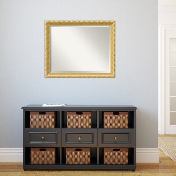 Beveled Wood Wall Mirror, Versailles Gold - 32 x 26 in
