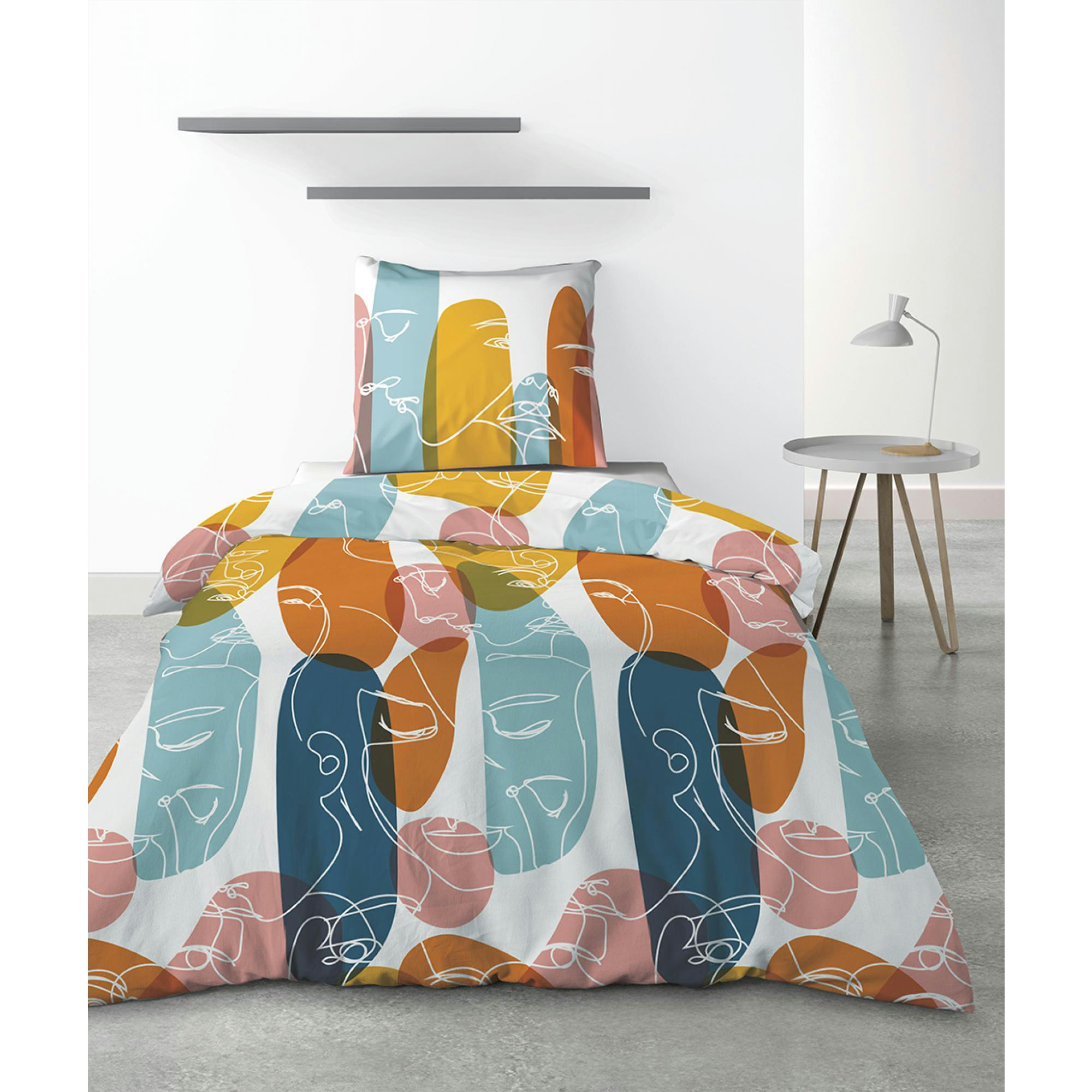 PALOMA - Parure de lit 1 personne  avec housse de couette et taie d'oreiller im