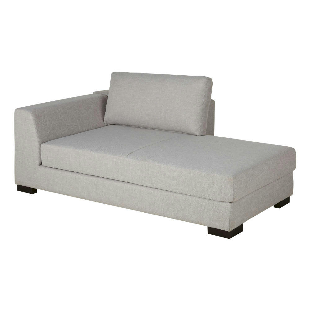 Terence - Méridienne-coffre gauche pour canapé modulable gris clair