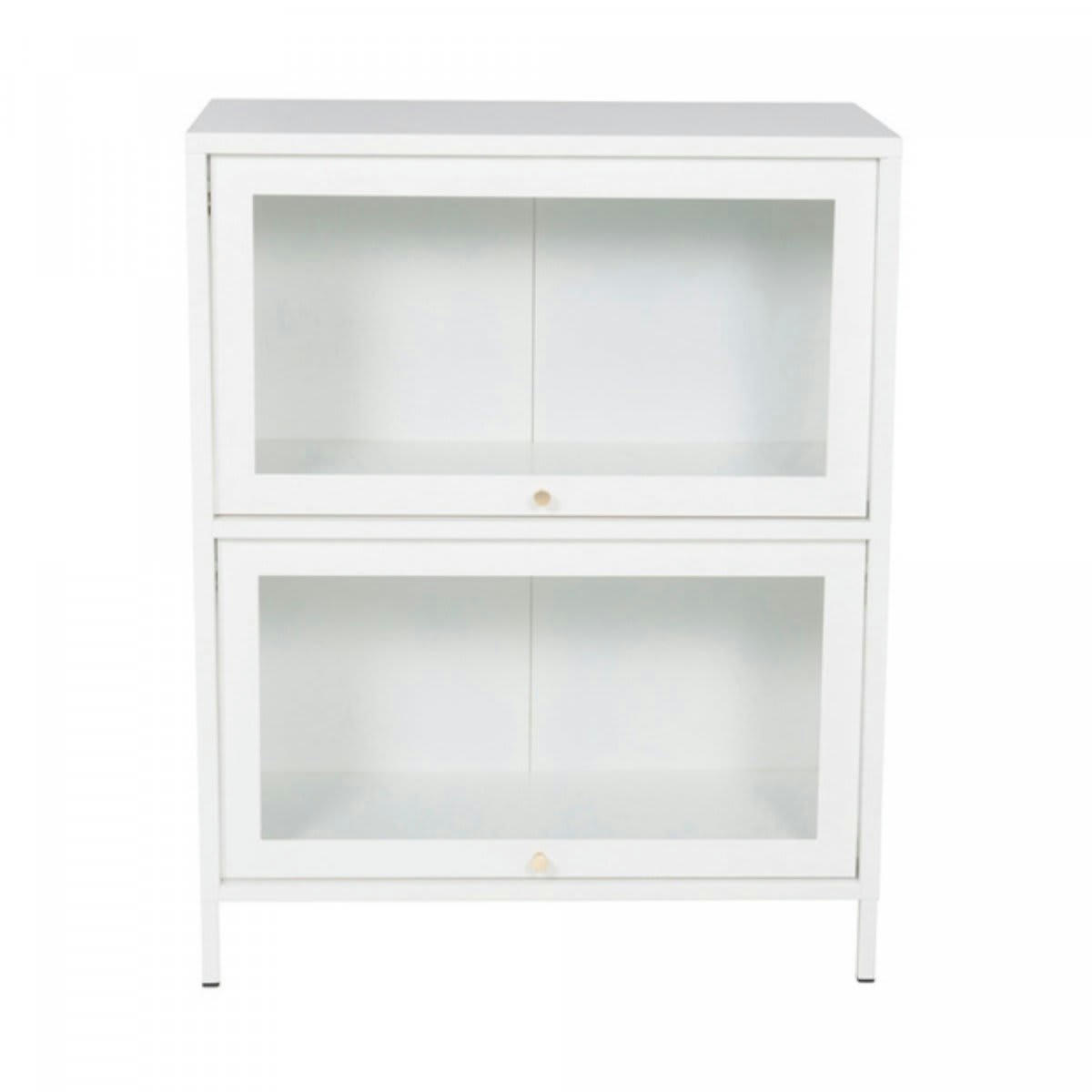 KUZCO - Buffet bas moderne en métal avec portes vitrées blanc